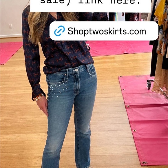 NWT MOTHER the Insider Flood high rise crop denim with stud details - Picture 2 of 13